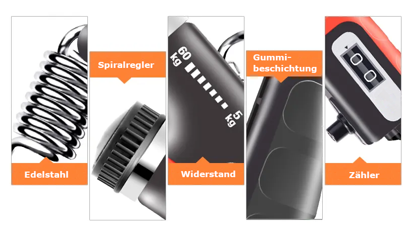 Fitness Handtrainer und Unterarm Trainingsgerät - Widerstand 5-60kg - Integrierter Zähler
