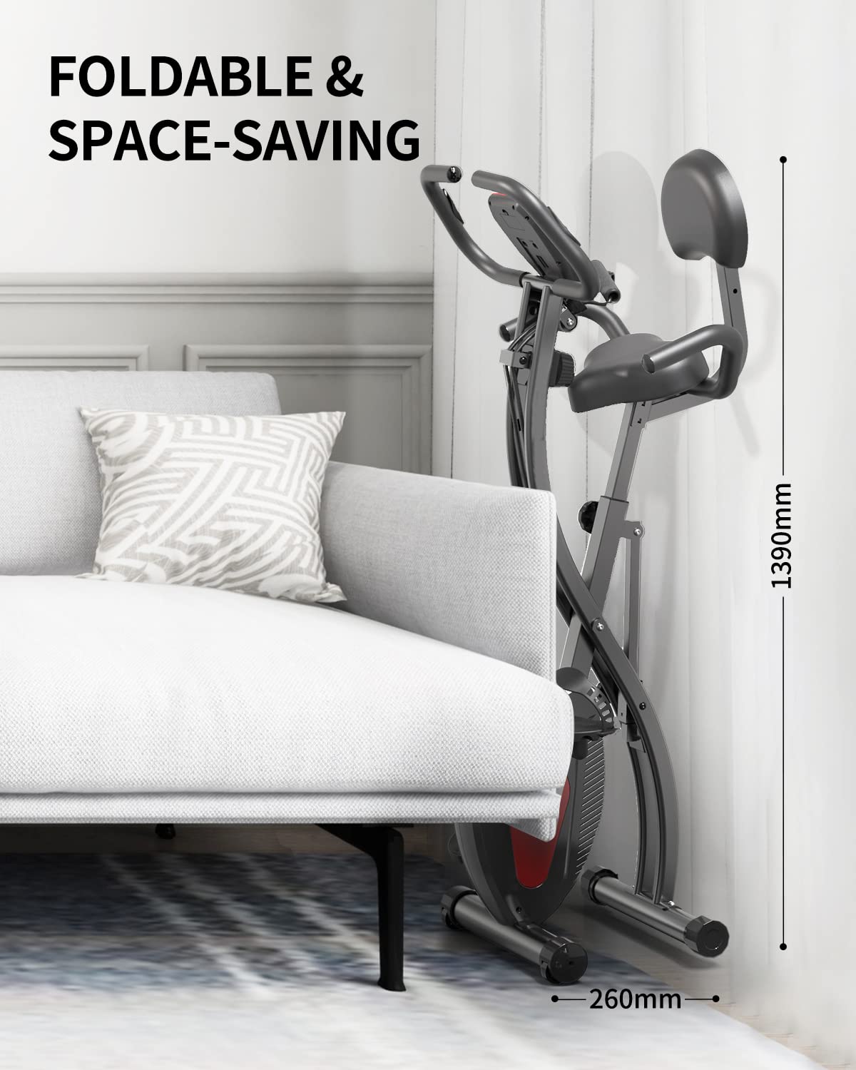 PROIRON Klappbares Fahrrad Heimtrainer, 2-in-1 bis 120kg belastbar