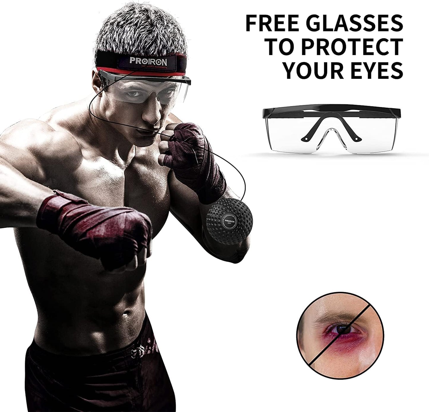 PROIRON Boxen Reflexball - Verbessere die Reaktionsgeschwindigkeit und Koordination