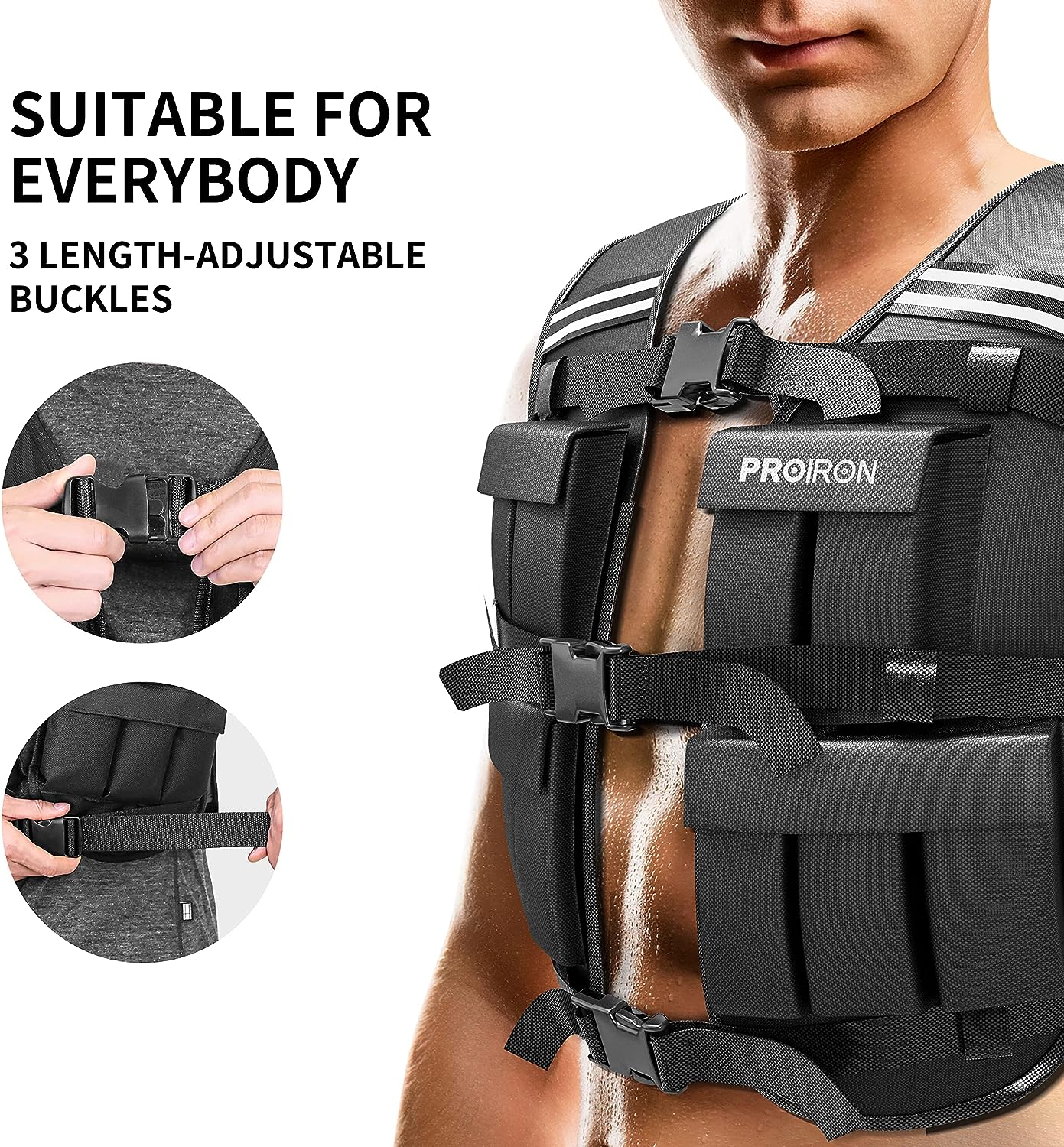 PROIRON Einstellbare Gewichtsweste für Training und Gym mit Reflektierenden Streifen.