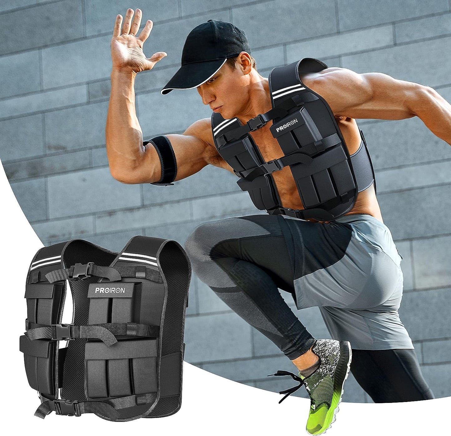 PROIRON Einstellbare Gewichtsweste für Training und Gym mit Reflektierenden Streifen.
