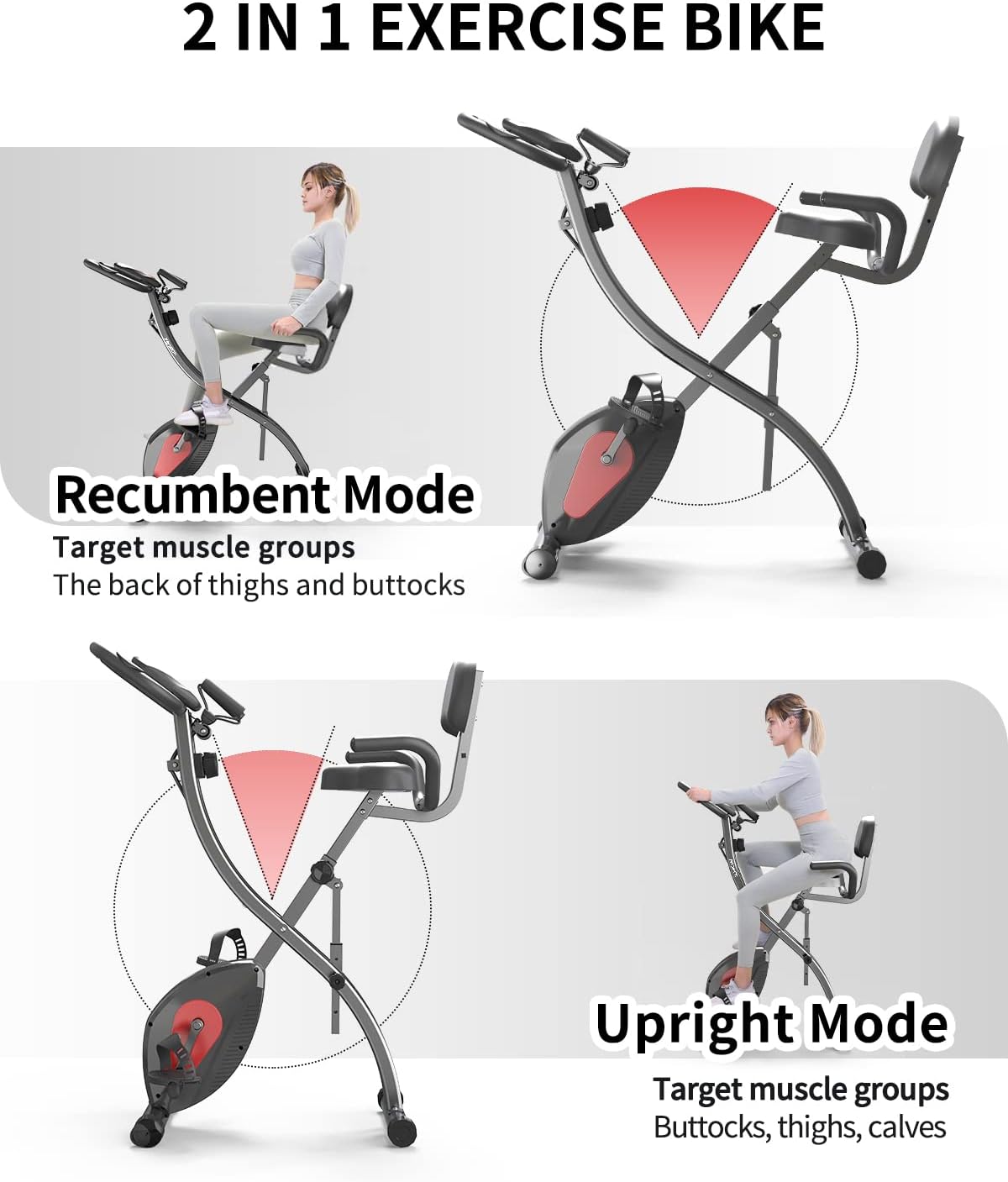 PROIRON Klappbares Fahrrad Heimtrainer, 2-in-1 bis 120kg belastbar