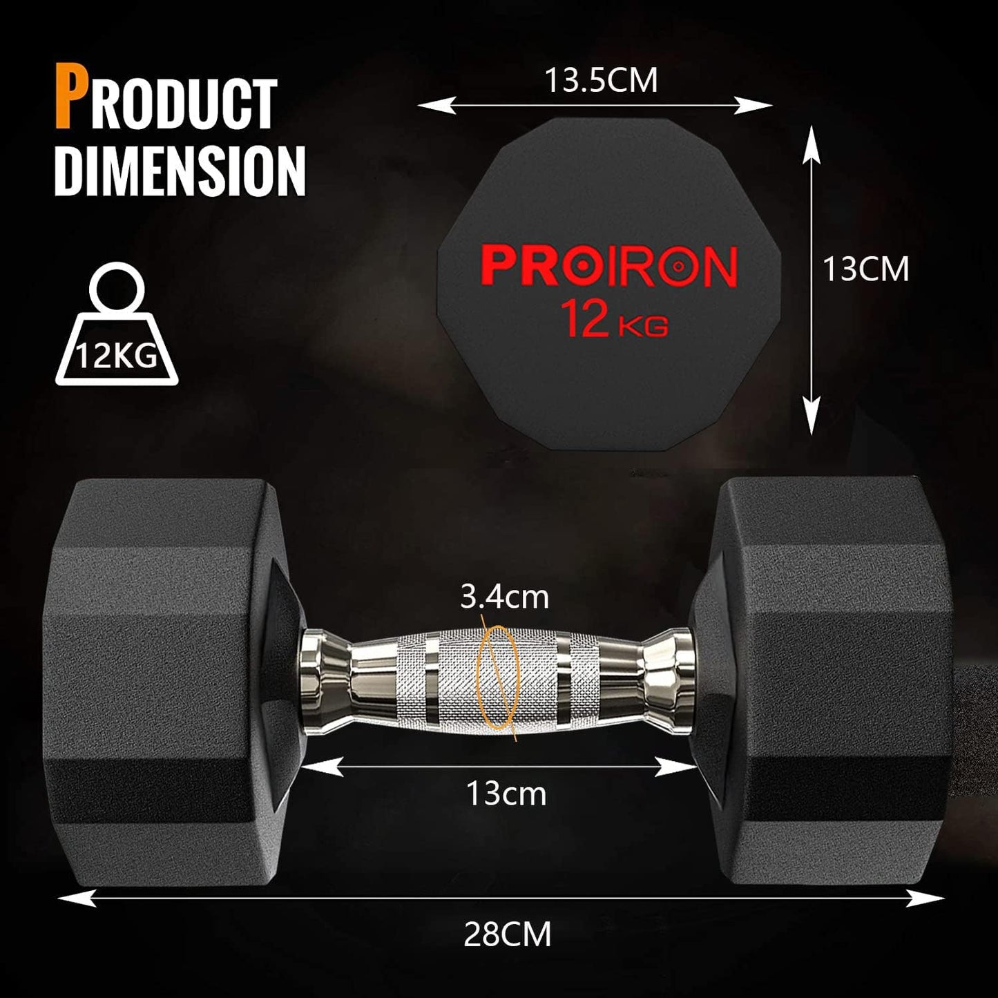 PROIRON Hexagon Hanteln - Dein tägliches Krafttraining (3-24 kg)