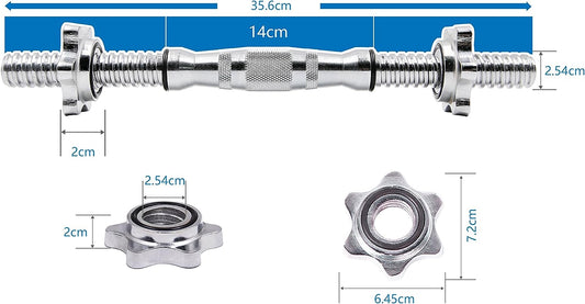 PROIRON Hantelstangen Kurzhantelstange 2er-set verchromt und mit Sternverschlüssen