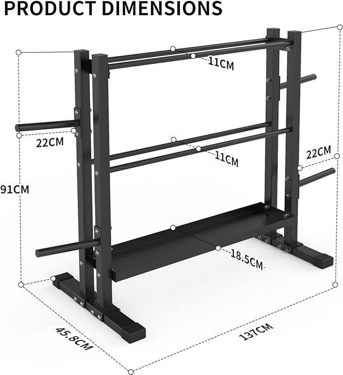 PROIRON Hantelständer mit 3 Ebenen für Hanteln, Kettlebells und Hantelscheiben