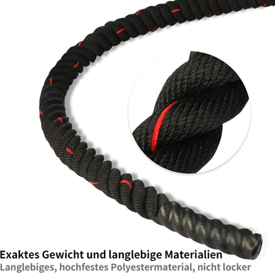 PROIRON 9M /12M Kampfseile, Kampfseil für Fitnesstraining, Fitnessstudio, schwere Übungsseile 38 mm, Wellungsseil für Krafttraining