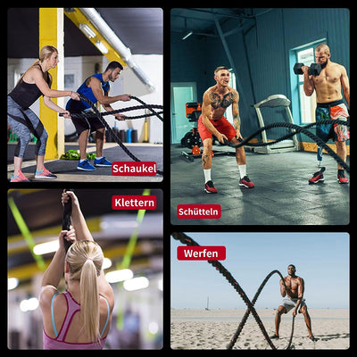 PROIRON 9M /12M Kampfseile, Kampfseil für Fitnesstraining, Fitnessstudio, schwere Übungsseile 38 mm, Wellungsseil für Krafttraining