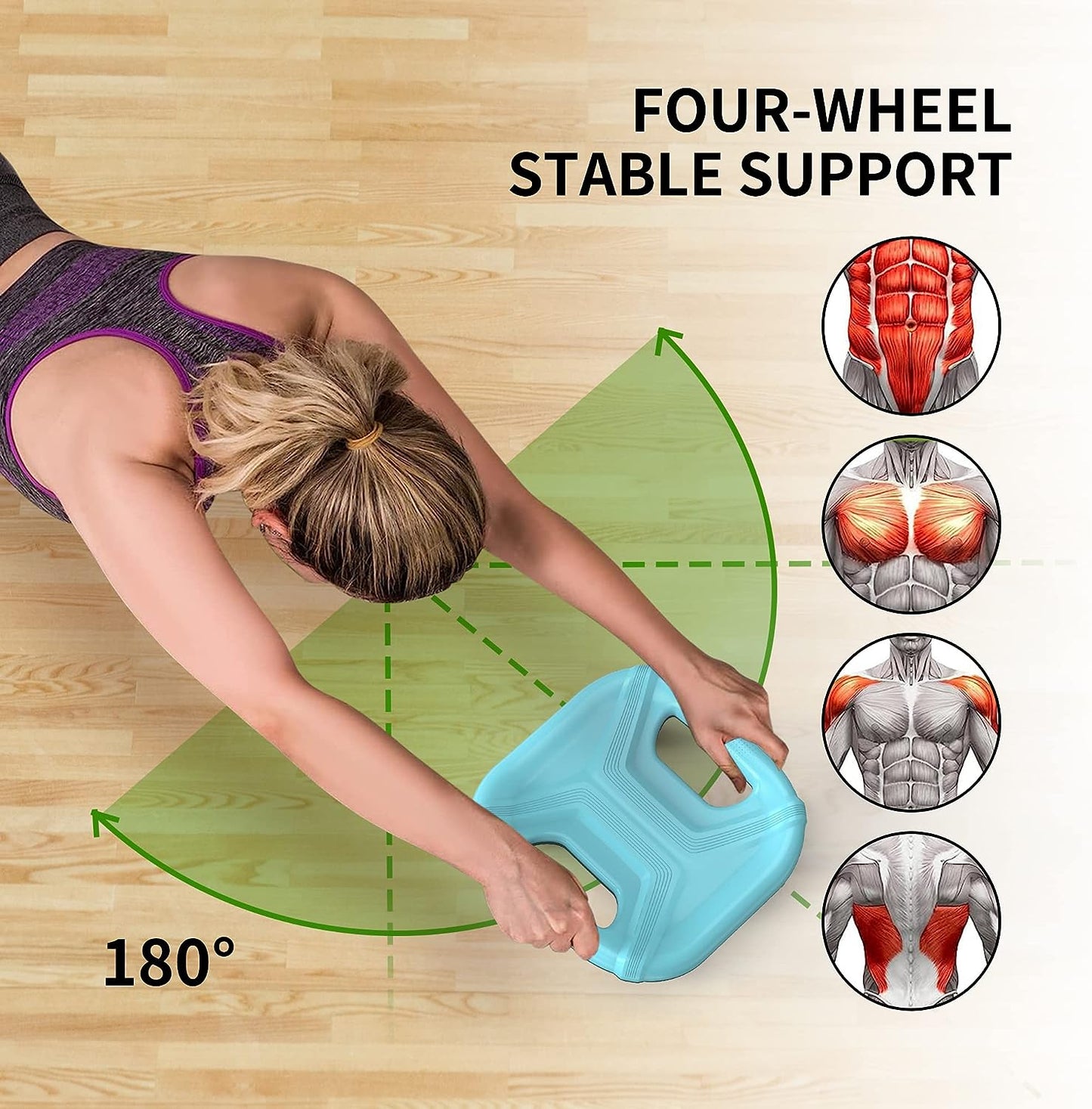 PROIRON Bauchtrainer Roller mit 4 stabilen Rädern