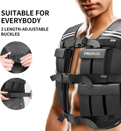 PROIRON Einstellbare Gewichtsweste für Training und Gym mit Reflektierenden Streifen.