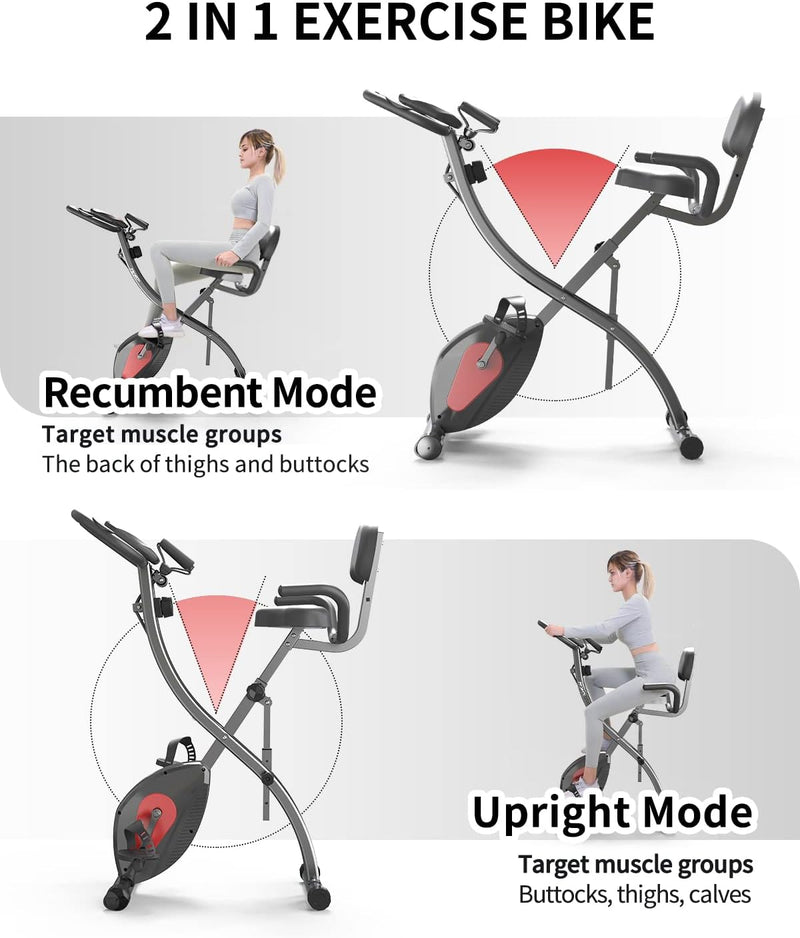 PROIRON Klappbares Fahrrad Heimtrainer, 2-in-1 bis 120kg belastbar