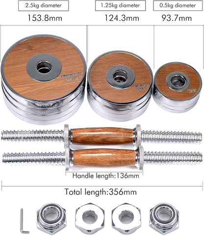 PROIRON Premium Hanteln Walnuss-Stahl Hantel Set 20KG Einstellbare Hantel